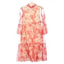 GUCCI Silk Floral Print Chiffon Dress Red Size 6 Rare Seasonal Model