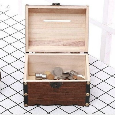 Spardose aus Holz mit Schloss und Schlüssel zur Förderung der finanziellen Verantwortung