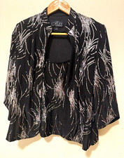 Alex Evenings 2pc Black/Silver Sequin Jacket  Scoop Neck Top Set Size 8