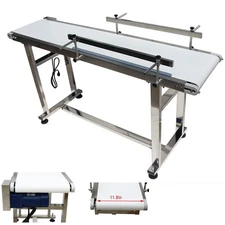 Electric 59"×11.8" PU Belt Flat Conveyor Machine Food Grade Two Guardrail 110V