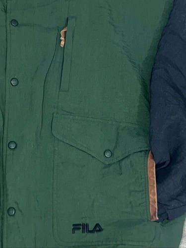 Vintage 90s Fila Jacket Mens XXL Green Full Zip Outdoor Bomber Windbreaker - Picture 2 of 5
