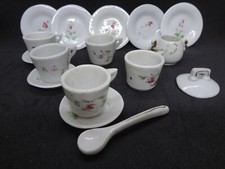 ANTIQUE PRIMATIVE PORCELAIN DOLL SIZE CHILDERN'S INCOMPLETE TEA SET-SUGAR-PLATES
