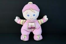 Fisher Price Pink My First Doll Stuffed Plush Baby Rattle 2008 Yellow Curl Soft