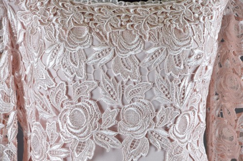 Vtg 70s Bernadette Dress Crochet Jacket overlay Mother Bride Pink Size 6 (S) - Picture 3 of 12