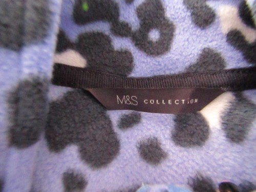 Women's M & S Collection Blue Leopard Fleece Zip Top Hoodie Jacket UK Size 18 - Picture 3 of 3