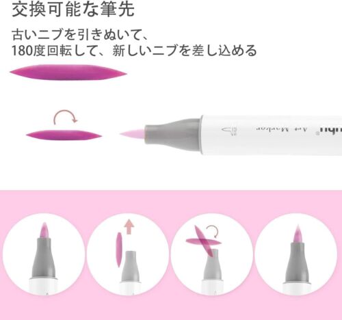 Ohuhu Illustration Marker Pen 80 pale colors Brush Type & Bold Tip w/Blender Pen - Picture 10 of 15