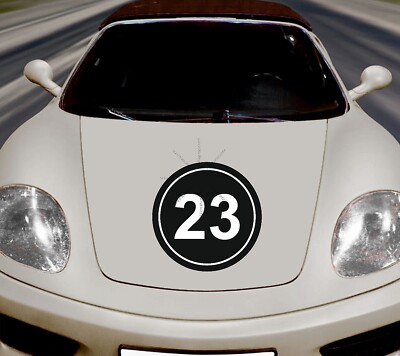 Car Sticker Start Race Rally Number No Circle Black 23 D34 2xSticker 20cm