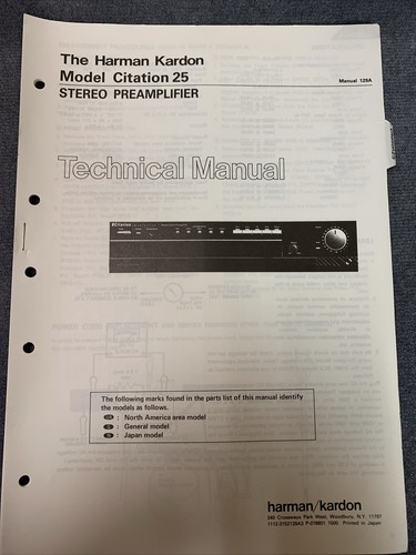 Harman Kardon Citation 25 Tech Manual [Original mit Schemata, Diagrammen, etc] - Bild 1 von 2