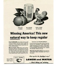 1945 Sunkist Lemons Lemon & Water instead of laxatives WWII Vintage Print Ad 2
