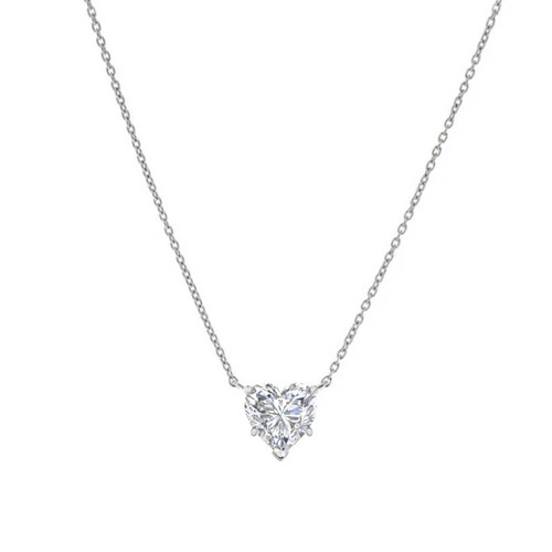 IGI F/VS 2.5 Ct Heart Lab Created Grown Floating Diamond Necklace 14K White Gold - Picture 1 of 4