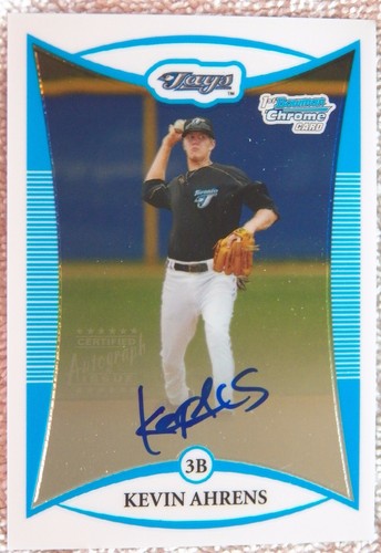 Toronto Blue Jays Kevin Aherns 2008 Bowman Chrome Certified 1st Card Auto
