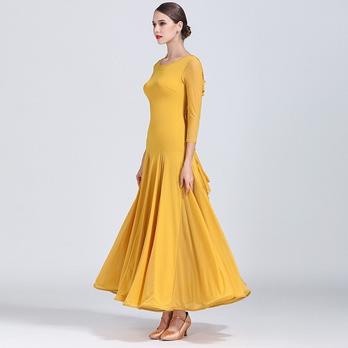 Women 3/4 Sleeve Modern Dance Dress National Standard Dance Training Long Dress - Picture 7 of 14