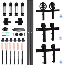 CCJH 5FT-16 FT Sliding Barn Wood Door Hardware Track Kit for Single Double Door