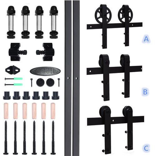 CCJH 5FT-16 FT Sliding Barn Wood Door Hardware Track Kit for Single Double Door - 第 1/34 張圖片