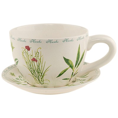 XXL Große Pflanzentasse Keramik Pflanztopf Tasse Blumentopf Teetasse Untersetzer