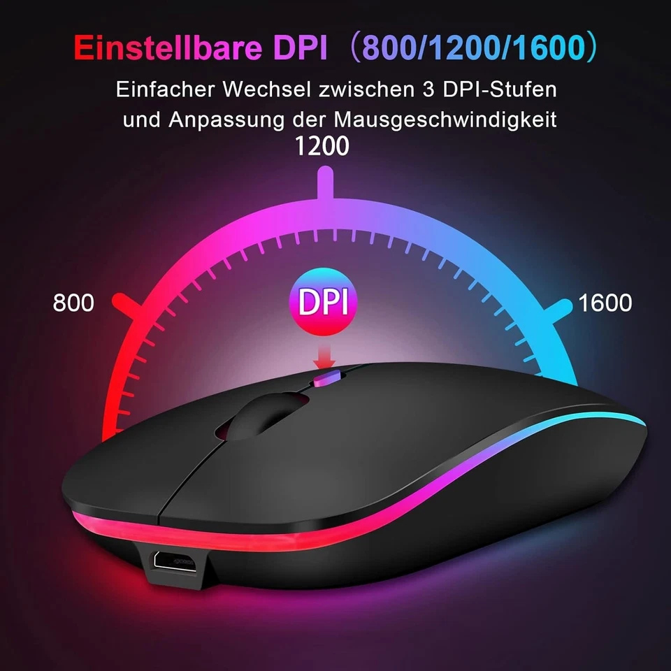 Computermaus Kabellos LED Funkmaus PC Computer 2,4GHz USB Kompakt B578 - Bild 4 von 4