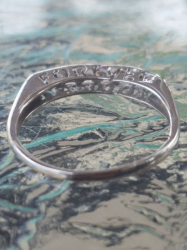 Anillo de diamantes de corte redondo para siempre de oro blanco liso de 10 quilates - Imagen 5 de 12