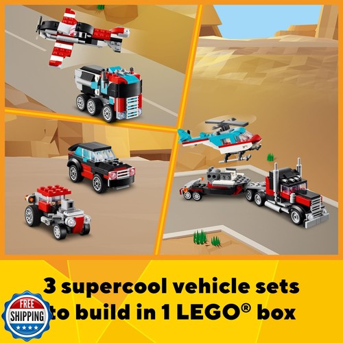 LEGO Creator 3 in 1 Flatbed Truck with Helicopter Toy, Transforms from Flatbe - Picture 3 of 5