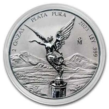 2023 Mexico 2 oz Onza Reverse Proof Silver Libertad Coin - In Mint Capsule
