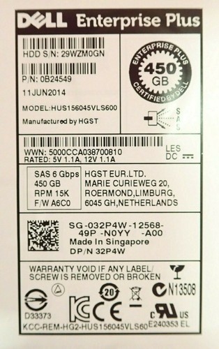Dell Compellent 32P4W 450GB 15K 3.5" SAS 6Gbp/s HDD Hard Disk Drive With Tray - Picture 4 of 6