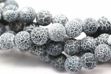 Black Fire Agate Cracked Matte Round Beads 6mm 8mm 10mm 12mm 15.5" Strand