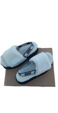 UGG Disco Slide White Fur Slippers Womens Size 9 NEW 