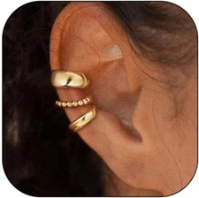 Chunky Ear Cuffs for Women Trendy Dainty 14K Gold Plated Non Piercing Cuff Earri