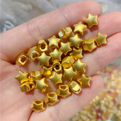 1pcs Real 999 24K Yellow Gold Women 3D  6mm Five Star Bead Pendant 0.1-0.2g