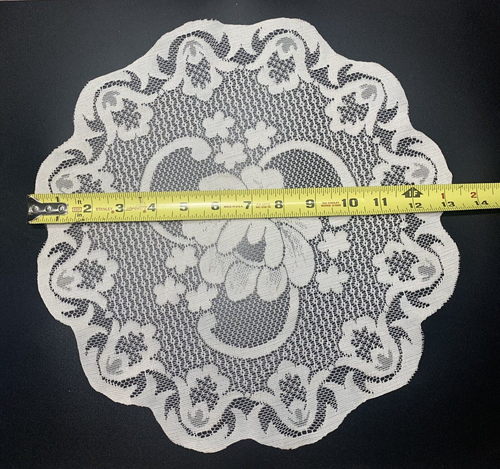 Doilies Cream Floral Round 13.5" Scalloped Flower Set of 2 - Picture 4 of 5