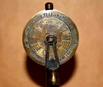 Nautical Telegraph 7" Marine Brass Ship Engine Room telegraph with wooden base - Image 1 of 4