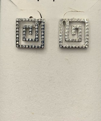 Sterling Silver Earrings a Glittery Square Maze