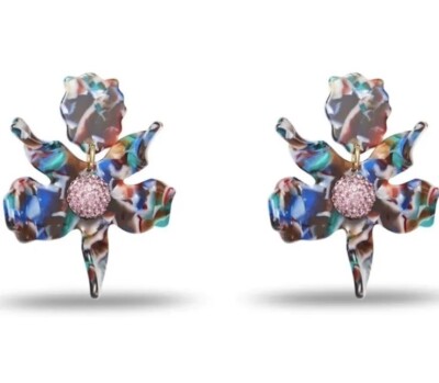 Lele Sadoughi Multicolor Floral Acetate Statement Earrings s-l400.jpg main image 4