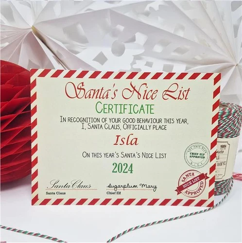 Personalised Vintage Letter from Santa Father Christmas & Nice List Certificate