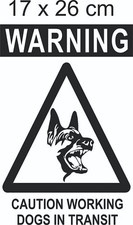 Warning Dogs in transit Sign  Vinyl Sticker x 2 decals
