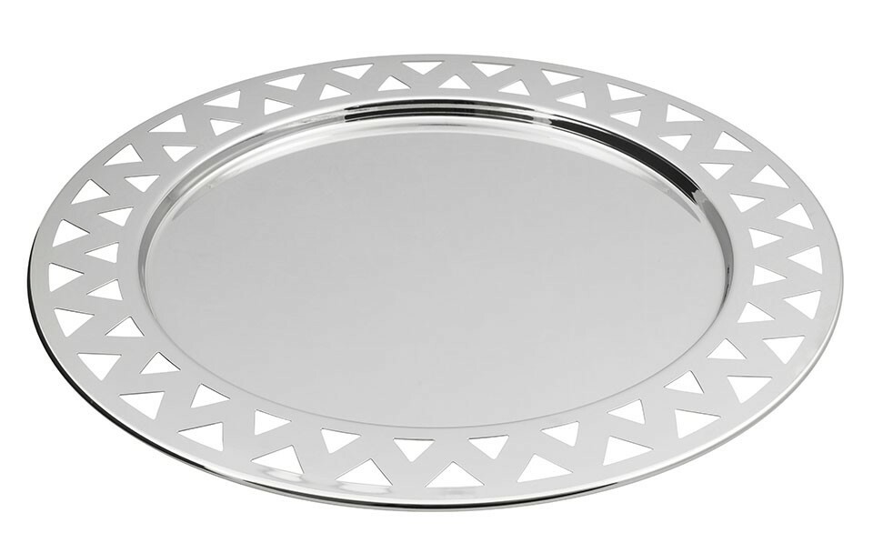 Alessi 48 cm Round Tray with Open-Work Edge in Steel Mirror Polished  8003299365463 | eBay