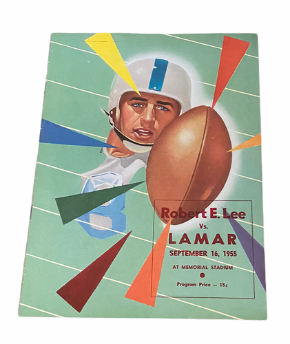 Programa de fútbol americano de la escuela secundaria Robert E Lee vs Lamar 16 de septiembre de 1955 de colección - Imagen 1 de 3