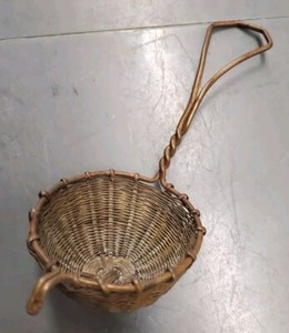 Antique Woven Brass Tea Strainer Basket Spoon Infuser