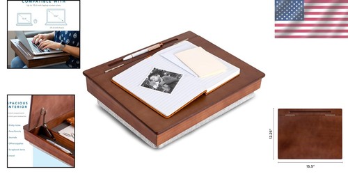 Tragbarer Java Akazienholz Lap Desk mit internem Stauraum und Vintage Eleganz - Bild 2 von 9