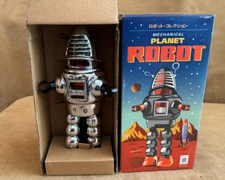 Schylling Tin Toys Planet Robot Chrome wind up 15775 MS430 HAHA toys