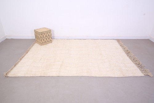 Alfombra Beni Ourain beige 6 x 8 pies - Alfombra hecha a mano - Alfombra bereber - Alfombra de lana tallada - Imagen 2 de 13