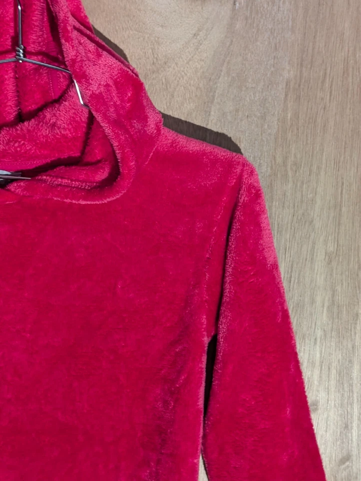 lucky brand pull over hooded sweater girls 10/12 long sleeve soft fleece red - Imagem 3 de 4