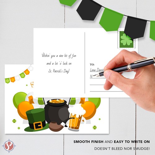 Happy St. Patrick's Day Postcards, Irish Celebration Greeting Cards, 25 Qty - Picture 5 of 6