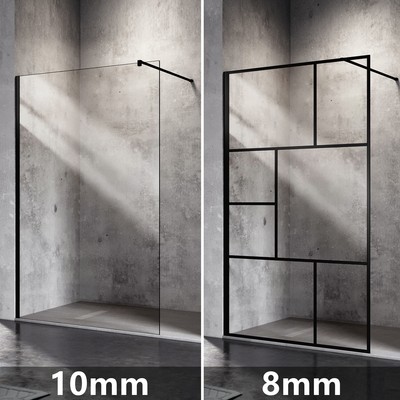Walk in Dusche Schwarz 8/10mm Duschabtrennung Duschwand NANO Echtglas 80-140cm