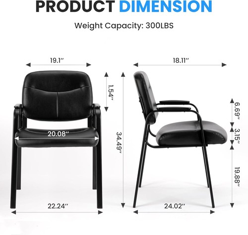Big&Tall 400lb Guest Chair with Leather Padded Arm Rest for Waiting Room Recepti - Bild 26 von 31