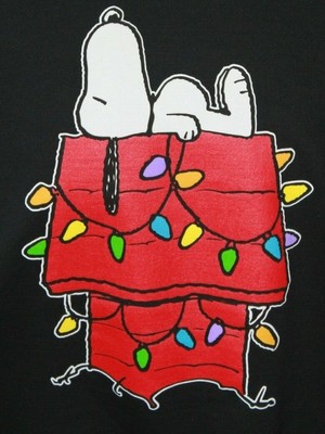 Peanuts Snoopy Christmas Lights Dog House Black Crewneck Sweatshirt Sz 3xl Ebay