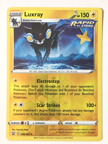 Luxray 048/163 Reverse Holo Rare Battle Styles Pokemon Pack Fresh Near Mint NM - Picture 1 of 8