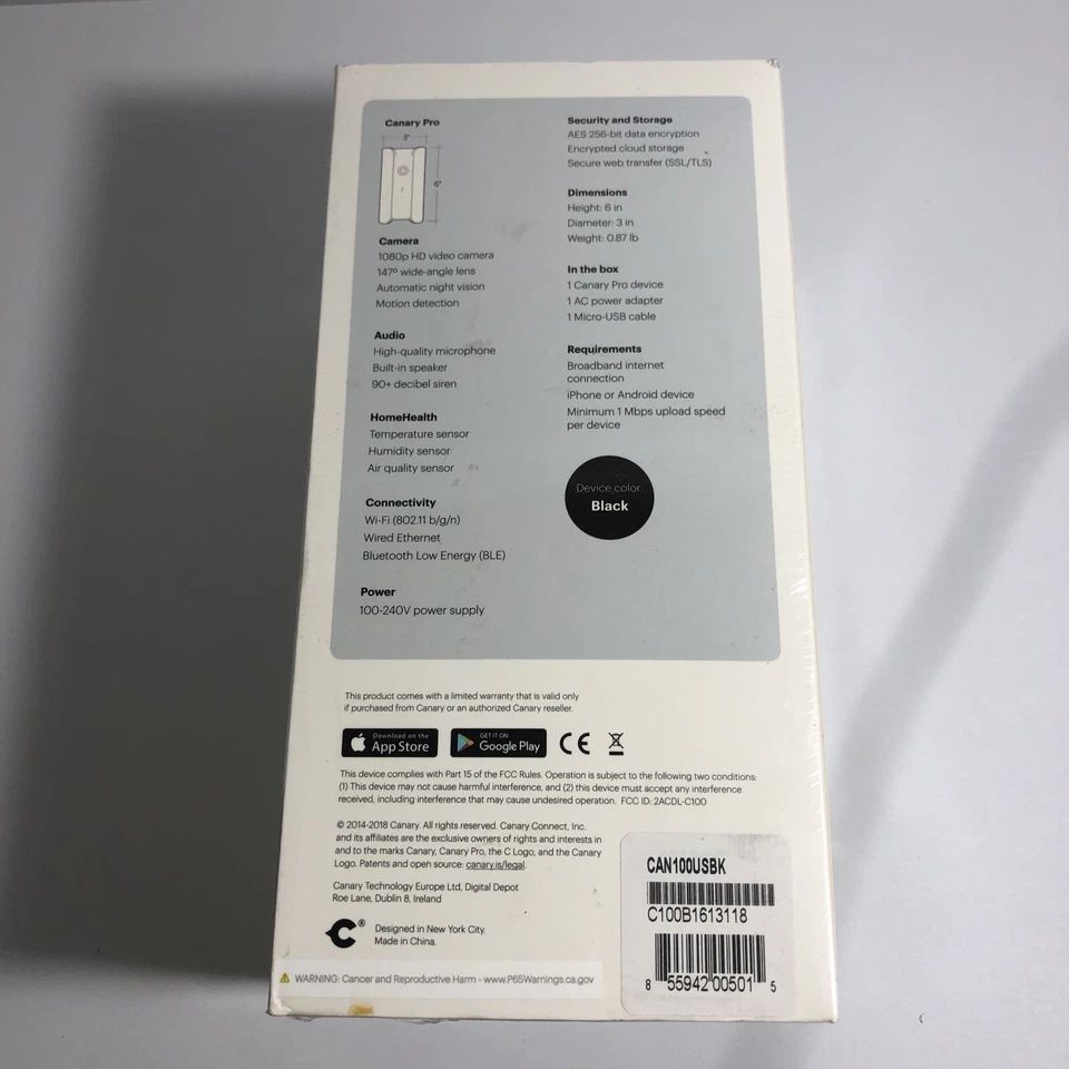 Canary CAN100USBK Black Wireless  Indoor  Smart Security Sealed Box (NEW) - Image 3 of 4
