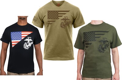 USMC Globe & Anchor USA Flag T-Shirt US Marines USMC