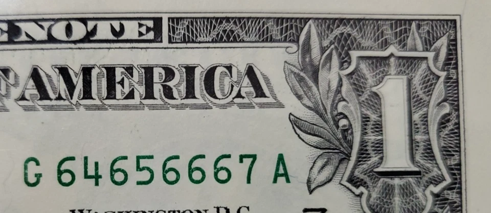 $1 Bill 1999 Fancy Serial Number Graded PMG 65 EPQ (Ladder Pairs - 64,65,66,67) - Image 4 of 4