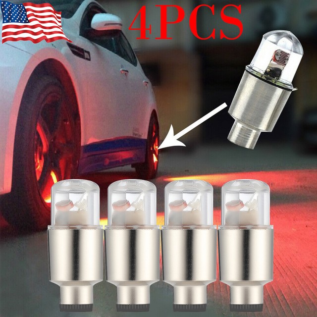 4x Red Car Auto Wheel Tire Tyre Air Valve Stem LED Light Caps Accessories Decor 4x Red Car Auto Wheel Tire Tyre Air Valve Stem LED Light Caps Accessories Decor